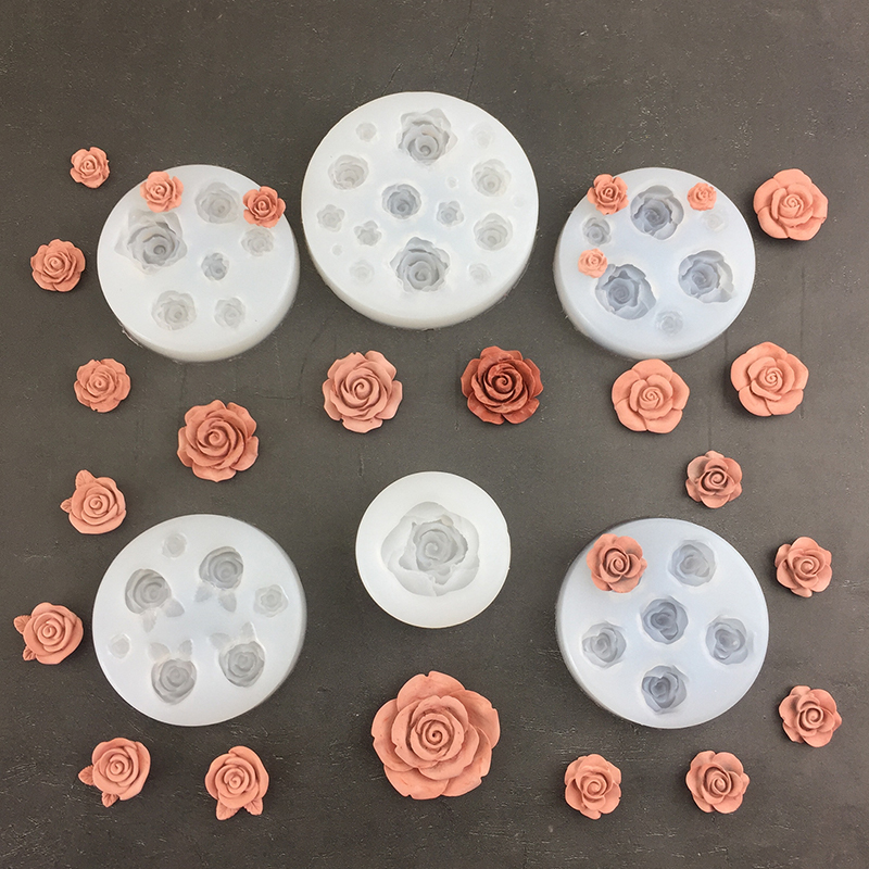 Candle Making Process - 장미 꽃 모양 잎 실리콘 몰드,