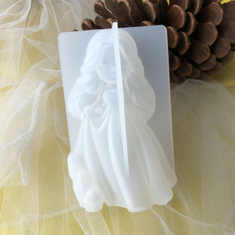 Candle Making Process - 3D 귀여운 공주 실리콘 양초 금형