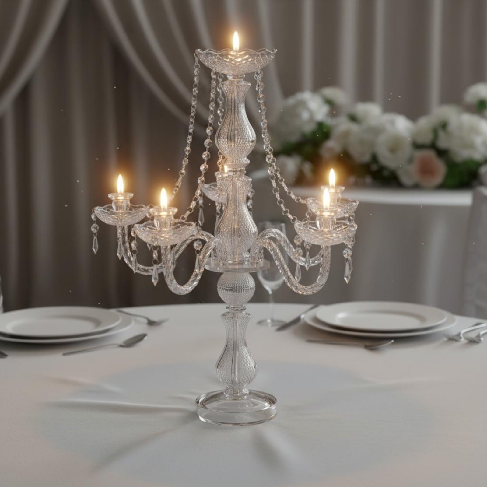 Candle Making Supplies - 크리스탈 캔들라브라 우아한 웨딩 캔들라브라 크리스탈