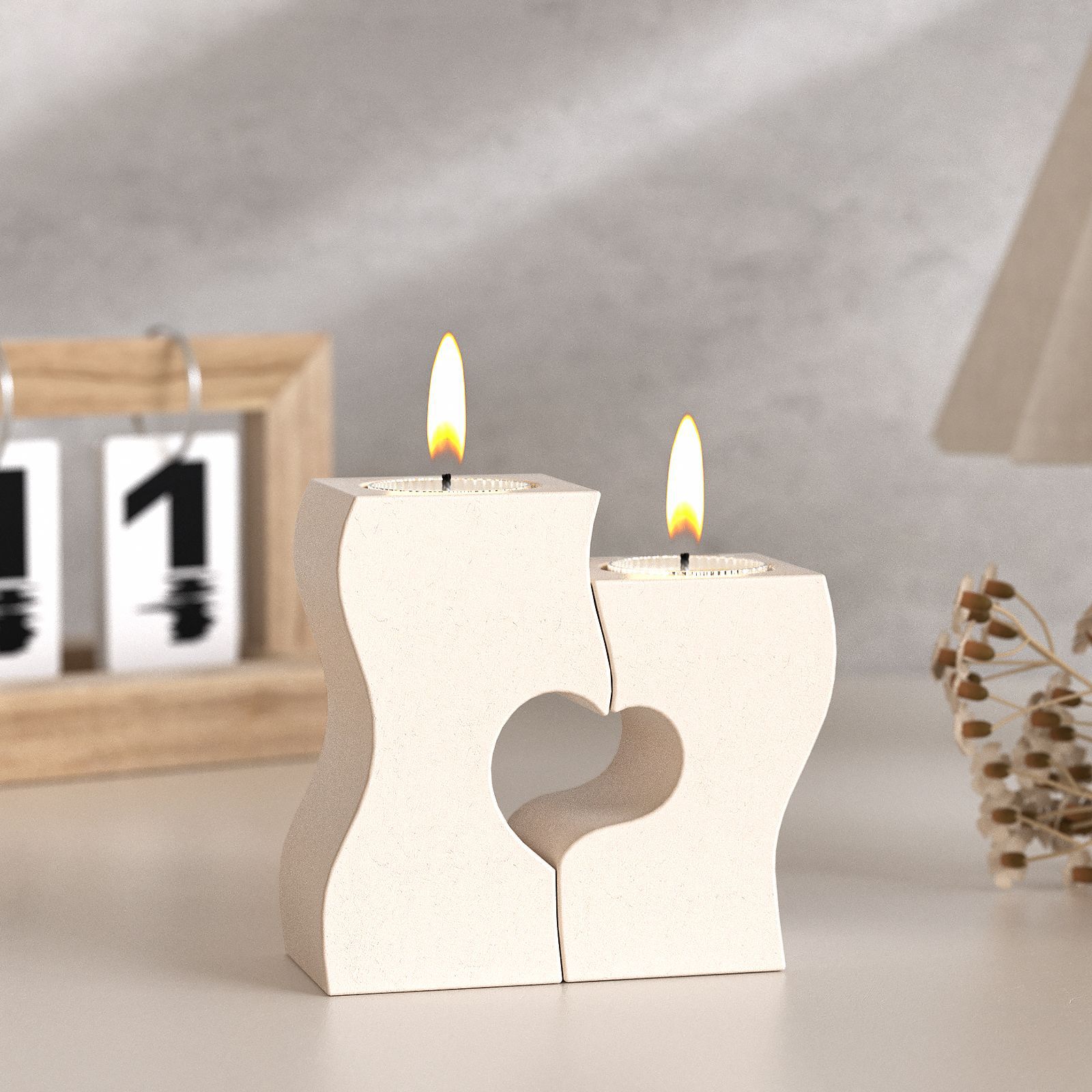 Candle Making Process - S 하트 촛대 실리콘 몰드 DIY