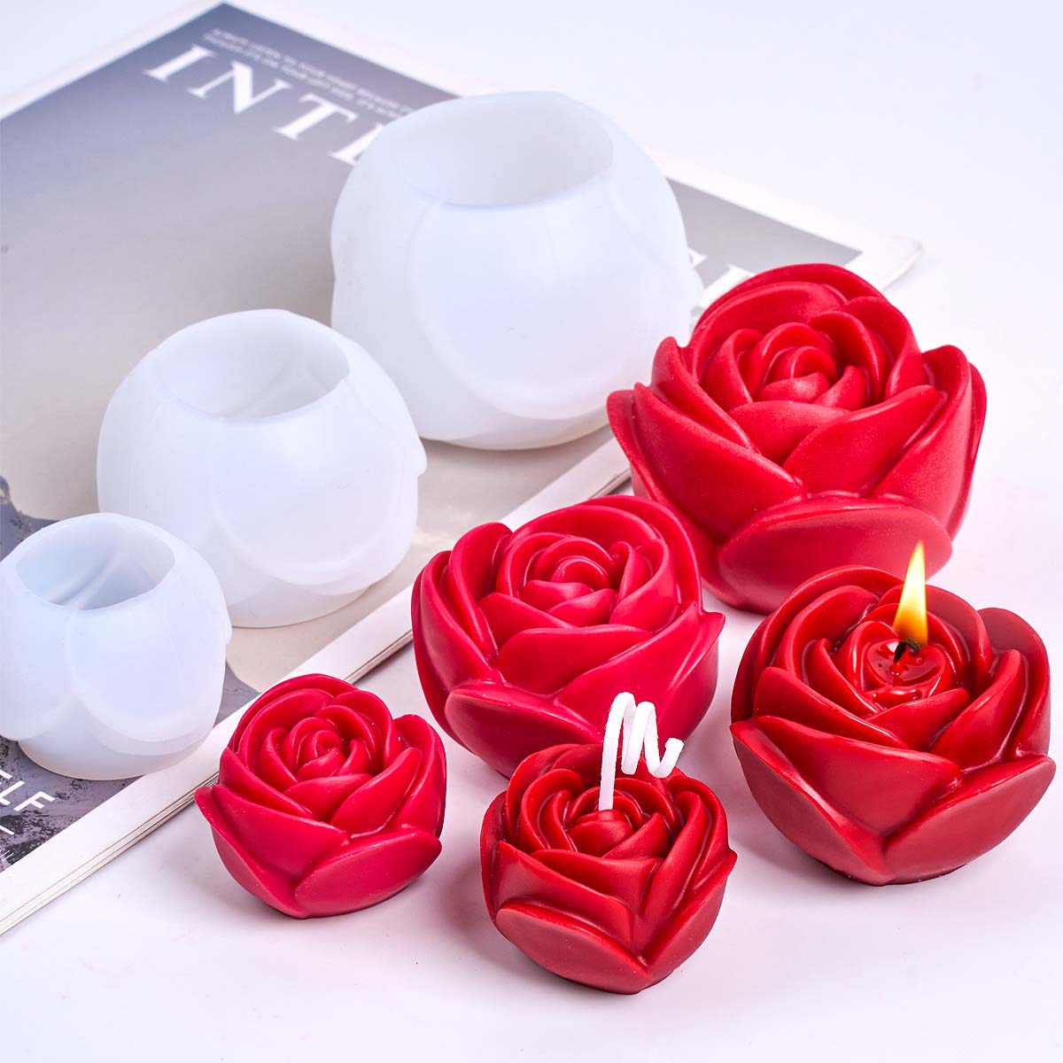 Candle Making Books For Beginners - 3D 꽃 모양 실리콘 양초 금형