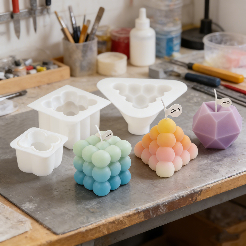 Candle Making Kits - 3D 버블 큐브 실리콘 캔들 몰드