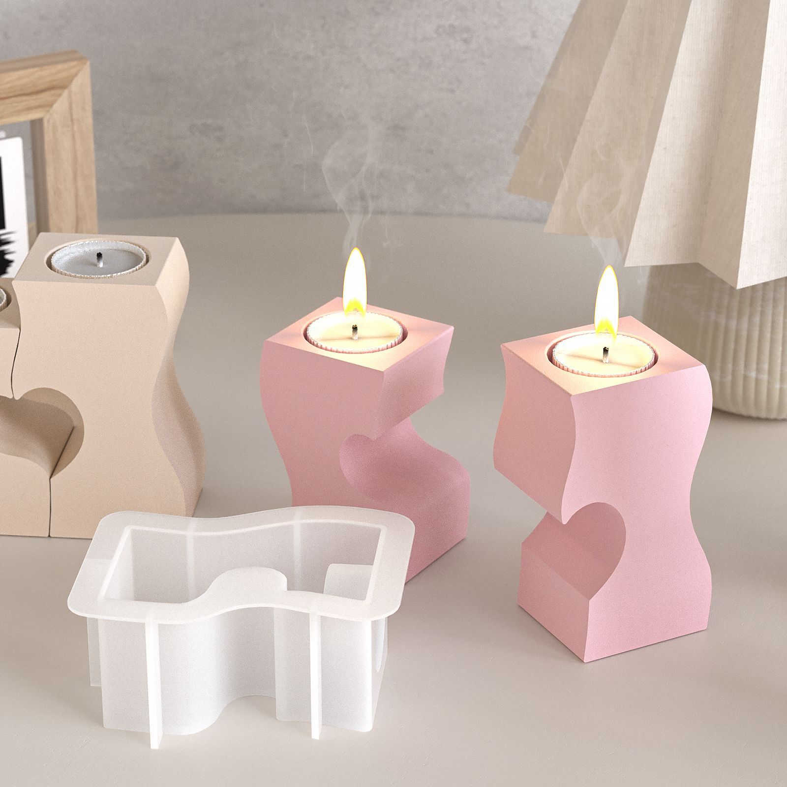 S 하트 촛대 실리콘 몰드 DIY 캔들 홀더 석고 석고 - Candle Making Process 리뷰 및 가격