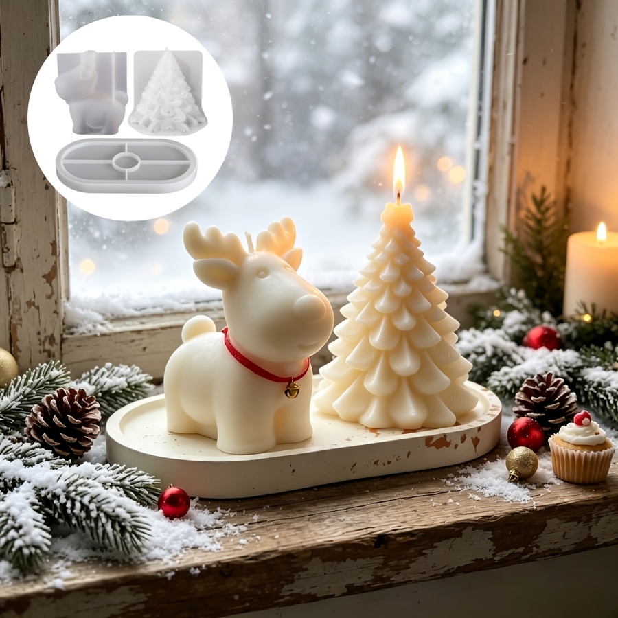 클레이 실리콘 몰드 3종 세트: 크리스마스 사슴, 크리 - Candle Making Kits 리뷰 및 가격