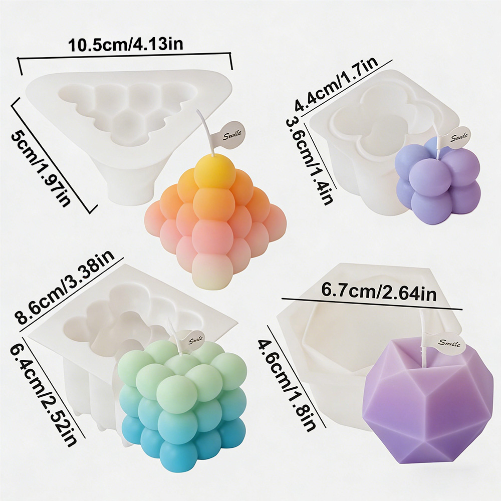 3D 버블 큐브 실리콘 캔들 몰드 세트, 기하학적 볼  - Candle Making Kits 리뷰 및 가격